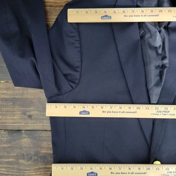 Chaps Men's Sport Coat Blazer Gold Two Button Deep Navy Twill Poly Wool Size 46L